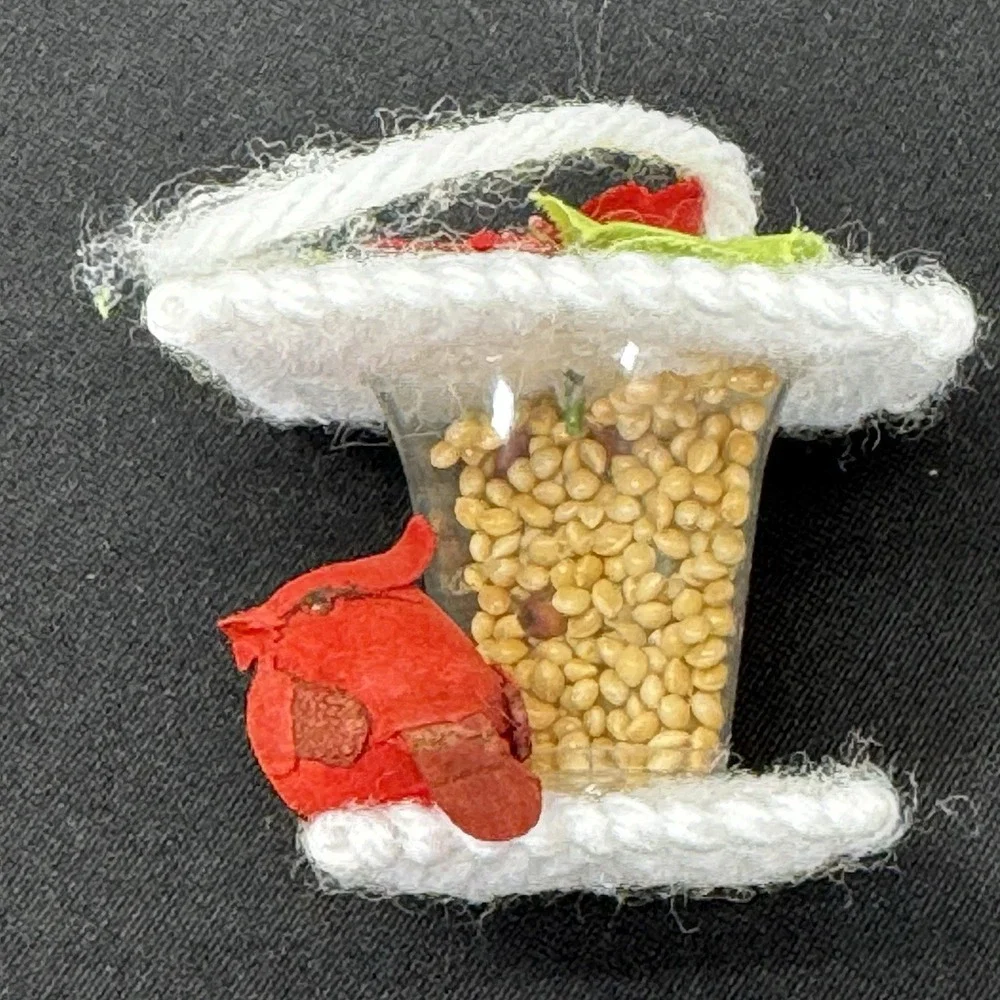 VTG BIRD FEEDER CHRISTMAS ORNAMENT - Handmade 1.75